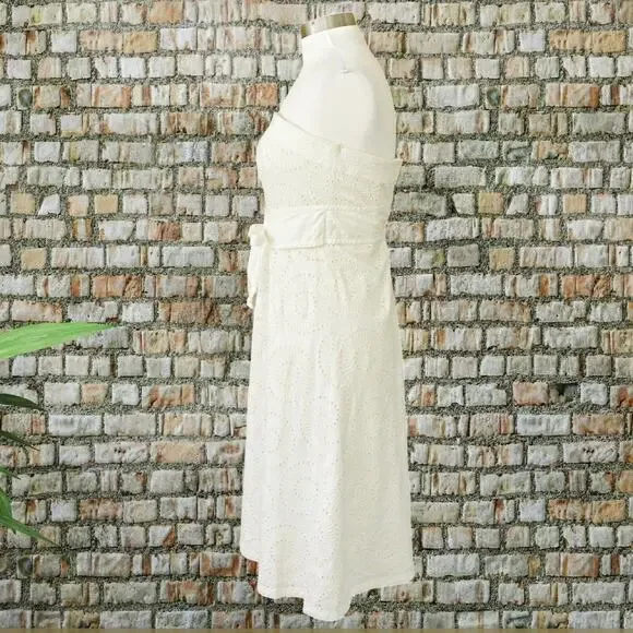 Plenty Tracy Reese Ivory Embroidered Strapless Midi Dress A-line Size 6 - Picture 4 of 9